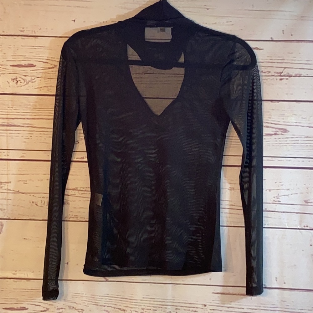 Charlotte Russe sheer black long sleeve top. S-NWOT